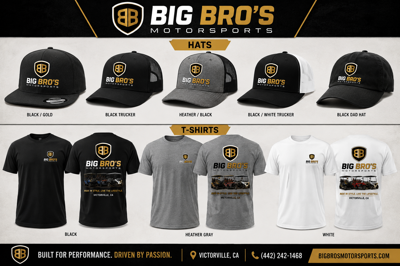 Big Bros Motorsports merchandise display